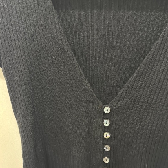 Reformation Black Ribbed Button-Up Top - Picture 2 of 2